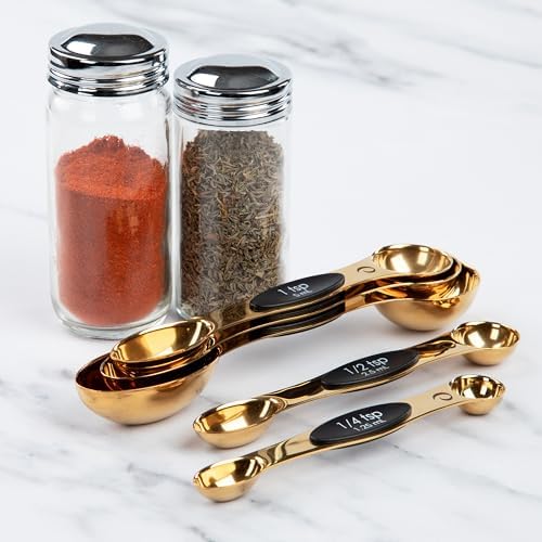 Progressive International Magnetic Measuring Spoons, Set of 5 – Black, Easy to Store with Magnetic Design (Gold)