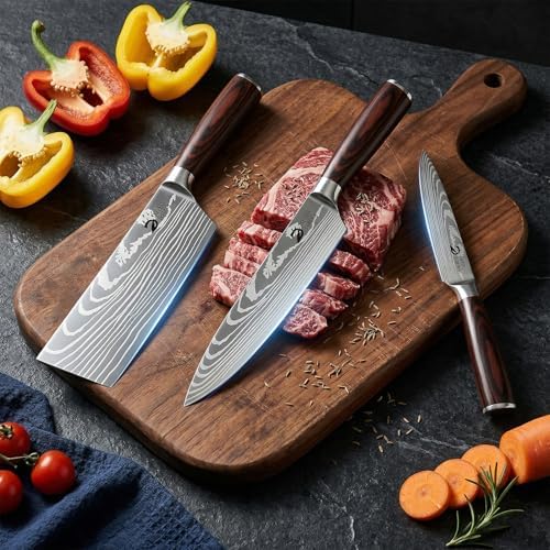 Dfito Kitchen Knife Set 3 Pieces, Professional Chef Knives Set Gift Box