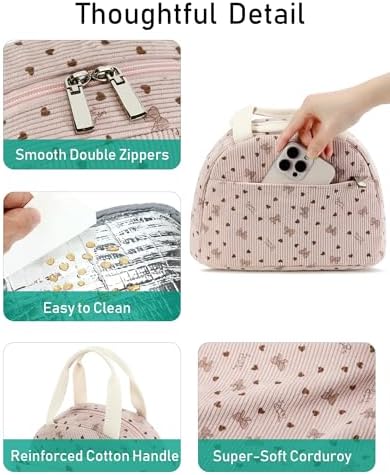 Lunch Box Lunch Bag Insulated Lunchbox Cute Reusable Lunch Tote bags for School Work Picnic for Kids Girls Women (Pink Bowknot)
