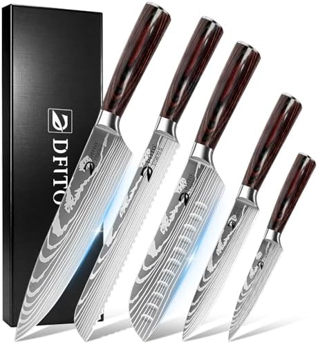 Dfito Kitchen Knife Set 5 Pieces, Professional Chef Knives Set Gift Box