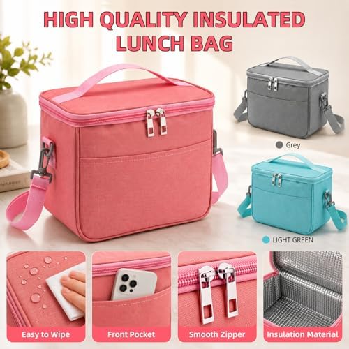 Jelife Bento Box Adult Lunch Box with Lunch Bags for Girls Women, Pink