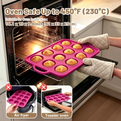 Silicone Mini Muffin Tin Set: 12 & 24 Small Cupcake Baking Tin with Frame