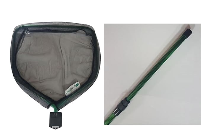 PondXpert Net System Algae Skimming Net Head 16'' (40cm) Diameter & Telescoping Pole, Extends to 4'9" (1.5m), Water Garden Pond Skimmer Net with Extendable Pole, Pond Tool