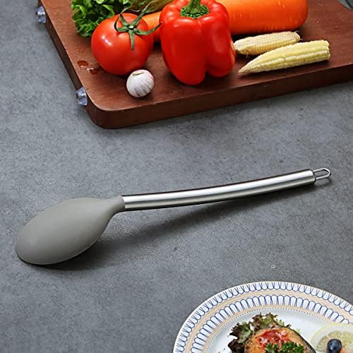Berglander Cooking Spoon, Non-stick Silicone Solid Serving, Basting Spoon For Cooking, Kitchen Dishwasher Safe, Easy to Clean