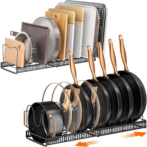 MUDEELA Expandable Pot Pan Lid Organizers inside Cabinet, 10 Divider 2-Pack
