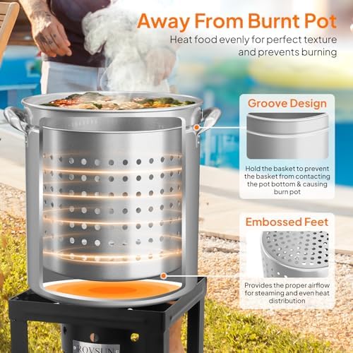 ROVSUN 36-Quart Stainless Steel Turkey Fryer & Seafood Boil Pot with Basket, Lid & Hook, Large Stock Pot for Outdoor Cooking of Turkey, Crawfish, Crab, Lobster & Shrimp