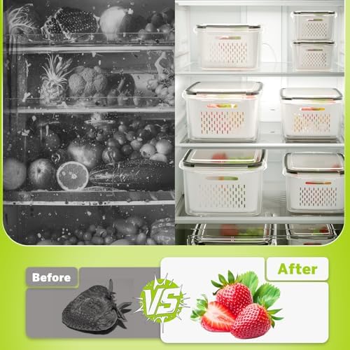 5 Pack Fruit Storage Containers for Fridge, Plastic Fruit Containers Set