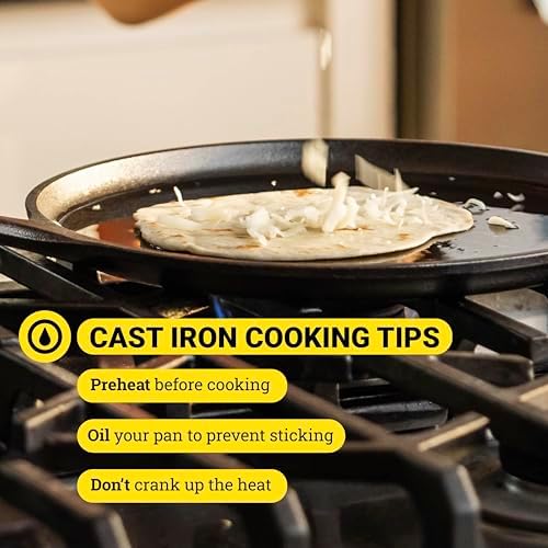 Lodge BOLD Pre-Seasoned Cast Iron Square Griddle, Loop Handles, 12 Inches