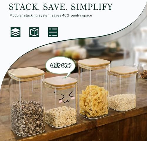 LIBWYS Kitchen Glass Jars Set with Bamboo Lids for Storage (1pcs - 1.22Qt)