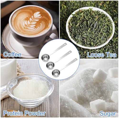 Timoo Coffee Measuring Scoop 1 Tablespoon long handle Stainless Steel spoon for Coffee, Milk Powder, Fruit Powder, Set of 5