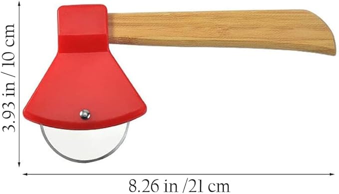 Funny & Cool Axe Pizza Cutter - Unique Men Dad Tool With Steel Сircular Saw, Plastic Cover for Wheel Blade Knife & Bamboo Handle - Cute Kitchen Gadgets Nonstick Stuff Slicer Accessories