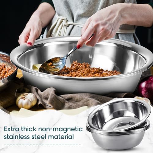 Nuogo 4 Pcs Stainless Steel Mixing Bowls Large for Salad, 24 Inch 30 Qt