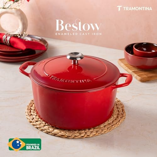 Tramontina Bestow Enameled Cast Iron 5.5-Qt Round Dutch Oven Pot with Lid