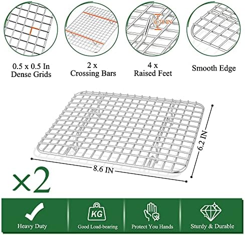 P&P CHEF 9 Inch Toaster Oven Pan Tray with Wire Rack, 4 PCS
