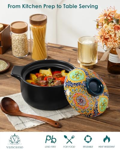 vancasso 3QT Ceramic Stock Pot with Lid, Nonstick Casserole Pot for Cooking