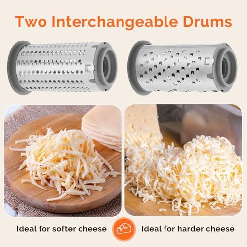 UHIYEE Patented Handheld Parmesan Cheese Grater with 2 Rotary Drums, White