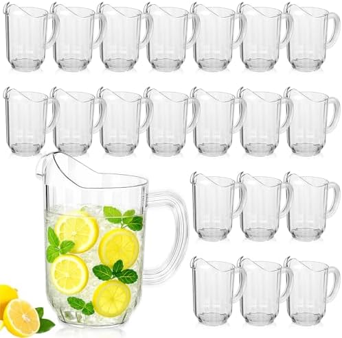 Tessco for you 20 Pcs Plastic Water Pitchers, 60 Ounce, Classic