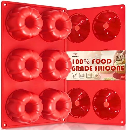 HKNMTT 2Pcs Mini Fluted Cake Pans 6-Cavity Non Stick Buntz Pan BPA Free