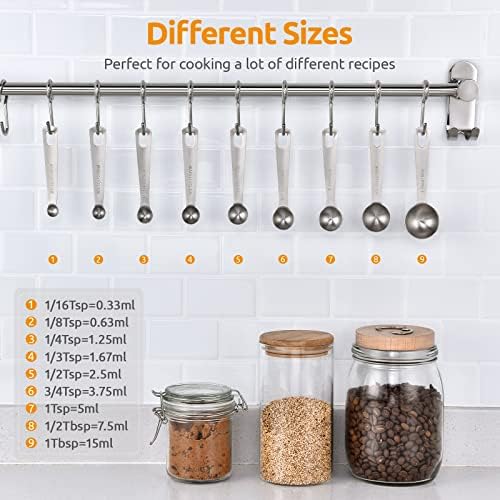 U-Taste 18/8 Stainless Steel Measuring Spoons Set of 9, Teaspoon Tablespoon