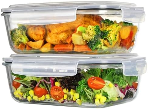 Vtopmart 2Pack 2260ml/76.4oz Extra Large Glass Storage Containers, Grey