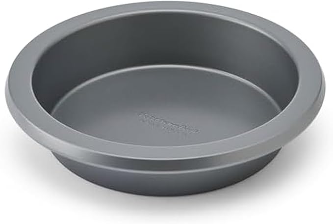 KitchenAid Nonstick Swiss Engineered Aluminized Steel Round Cake Pan, Dishwasher Safe, Contour Silver, 8 Inch