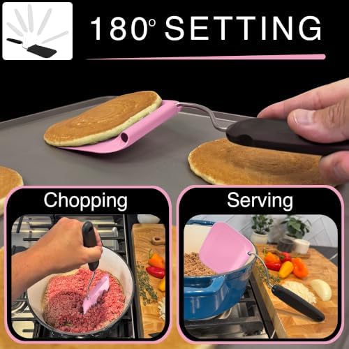 Adjustable Angle Spatula PPSU Material – Flexible Cooking Egg Flipper & Fish Spatula for Pancakes & Indoor Griddles – Swappable Heat-Resistant Thin Heads Spatula - Non-Stick Cookware Safe