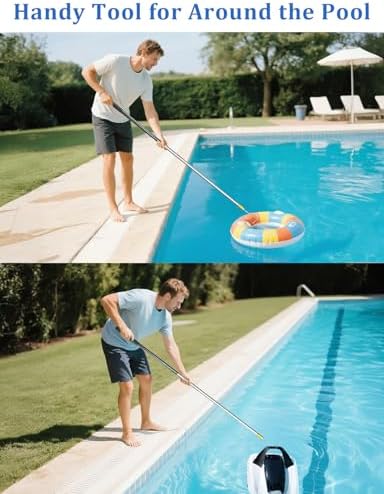 Pool Skimmer Basket Hook, Extendable Pool Filter Skimmer with Anti-Slip Handle, 63.4 Inch Skimmer Basket Pole, Pool Lid Basket Lift Tool Cleaning Tool, for Pool Skimmer Basket with Handle