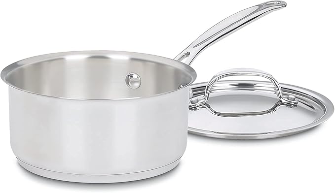 Cuisinart 1 Quart Saucepan w/Cover, Chef's Classic Stainless & Saucepan w/Cover, Chef's-Classic Stainless Steel Cookware & 1.5 Quart Saucepan w/Cover, Chef's Classic Stainless Steel Cookware
