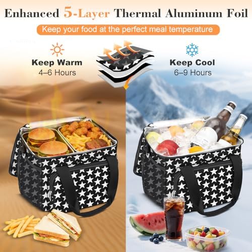 Coobiiya Insulated Lunch Box for Men & Women, Leakproof Lunch Bag Cooler Bag with 4 Pockets,Heavy Duty Lunch Bags Men Cooler Bags for Camping, Travel, Work Kayaking & Beach