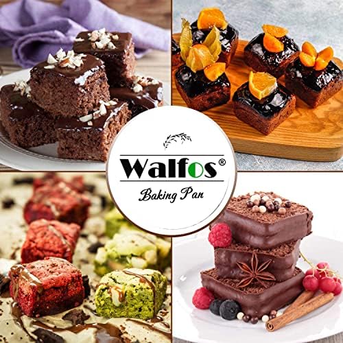 Walfos Mini Silicone Brownie Pan - 2 Piece 6-Cavity Non-stick Square Baking Pan, Perfect for Mini Brownies, Cornbread, Muffin and Cakes, BPA Free and Dishwasher Safe