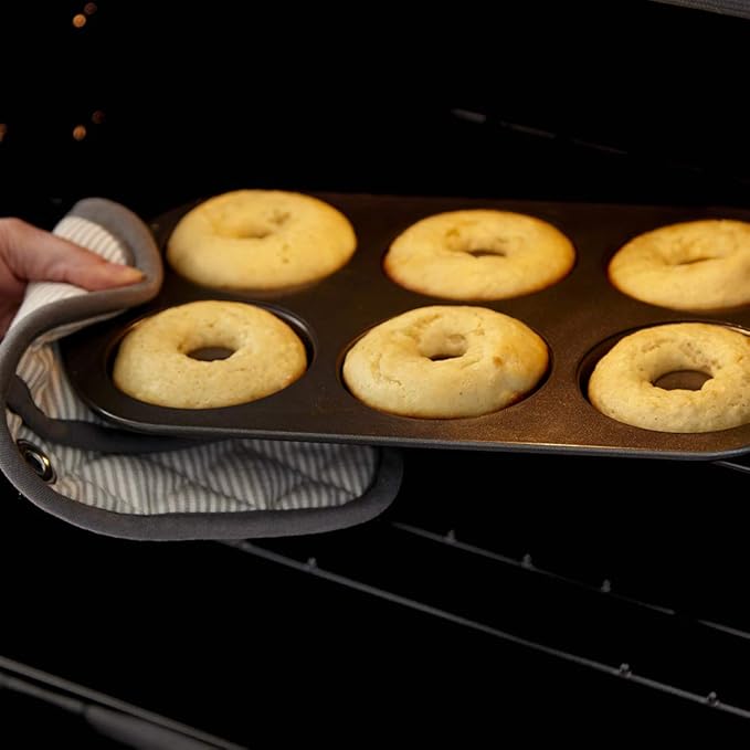 Wilton Gold Non-Stick 2 Piece Donut Pan Set, Cold-Rolled Steel Bakeware, Made without PFAS, Packaging May Vary