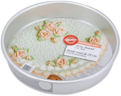Wilton Aluminum Bakeware Round Tiered Cake Pan - Made from Natural Anodized Aluminum - Durable Cake Pan with Even Heat Distribution - Reduces Over-Baking - 10 x 2 Inch(Pack of 3)