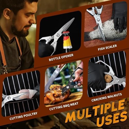 Huusk Kitchen Scissors for Food, Heavy Duty Kitchen Shears Set all Purpose