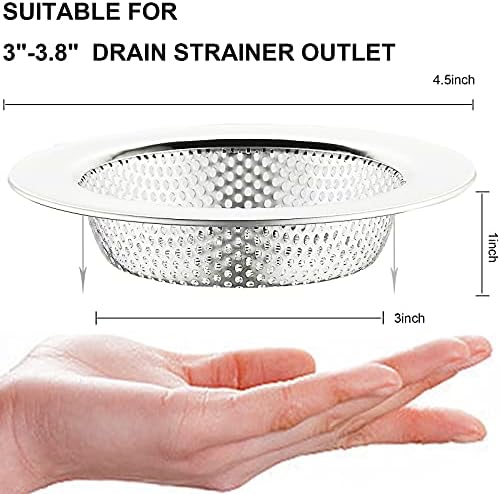 LASSHSWA 2 Pcs Kitchen Sink Strainer Stainless Steel, Mesh and Punching, Kitchen Sink Drain Strainer, Sink Strainers with Large Wide Rim 4.5" Diameter for Kitchen Sinks