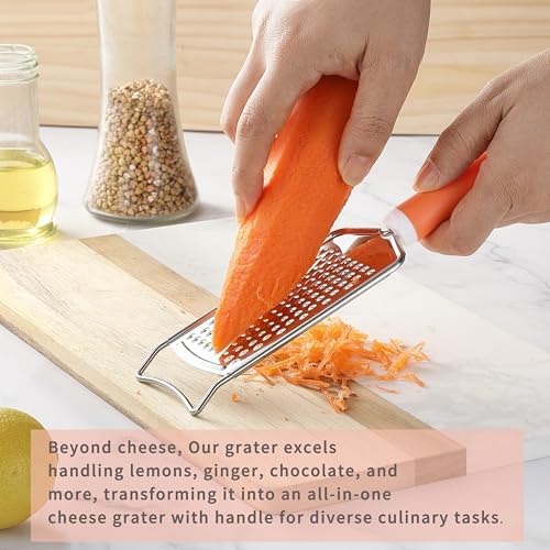 Cheese Grater with Handle, Vituer Stainless Steel Graters for Kitchen, Cheese Grater Lemon Zester Handheld, Great for Cheese, Ginger, Chocolate, Spices and More, Dishwasher Safe