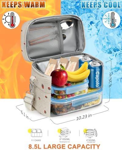 Capolo Lunch Bag for Women Men Insulated Lunch Tote Leakproof Lunchbox Bags