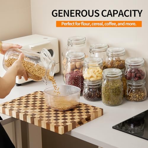 5 Pack 25oz Food Storage Jars with Airtight Lids, Preserving Seal Wire Clip Fastening Glass Containers, Canisters for Kitchen Organization, Flour, Cereal, Pasta, Sugar, Beans, Pickling Jars(25 Oz*5)