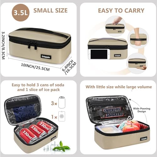 Gloppie Small Lunch Bag, Insulated Lunch Box for Adults, Khaki