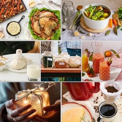 6 Pcs Cheese Cloths, 20x20 Inch, 100% Unbleached Cotton, Grade 100 Reusable Cheese Cloth With Fabric Fine Mesh Cloth, Reusable Muslin Cheesecloth for Straining, Juicing, Cooking, Baking