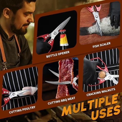 HUUSK Kitchen Shears Heavy Duty - Japanese Kitchen Scissors all Purpose