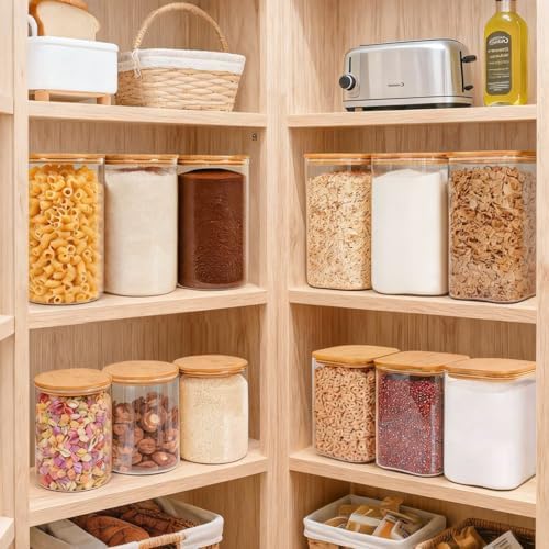 Glass Flour Containers with Lids 1 Gallon 2 Pack Pantry Organization
