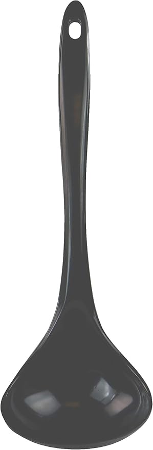 Reston Lloyd Melamine Soup Ladle Kitchen Utensil, Premium Quality Utensil with Heat Resistant Ergonomic Handle, Durable BPA-Free Plastic, 10.5 inch long, 6pc Set, Charcoal