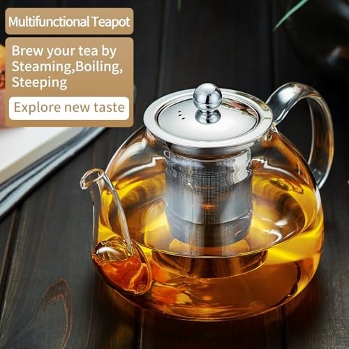DOPUDO Glass Teapot with Infuser, 40 oz Borosilicate Tea Kettle