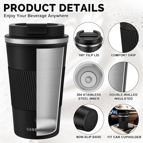 MOMSIV 17oz Travel Coffee Mug, Insulated Coffee Cup with Leakproof Lid