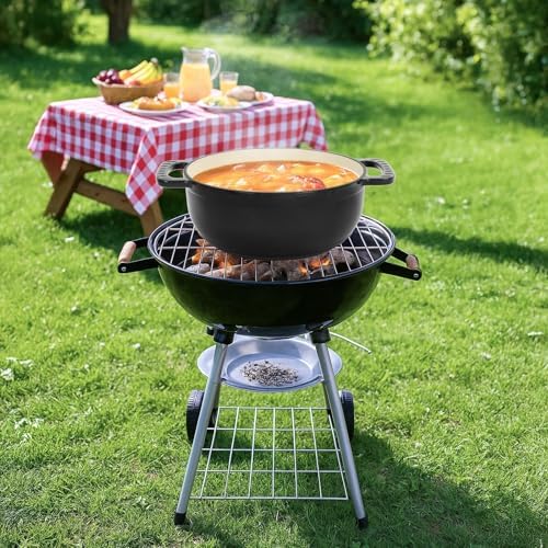 Bonnlo Round Dutch Oven, Enameled Cast Iron Dutch Oven Pot with Lid & Dual Handles, Oven Safe Up to 500° F, for Sourdough, Bread Baking, Stews and Roasting (Black, 5 Quart)