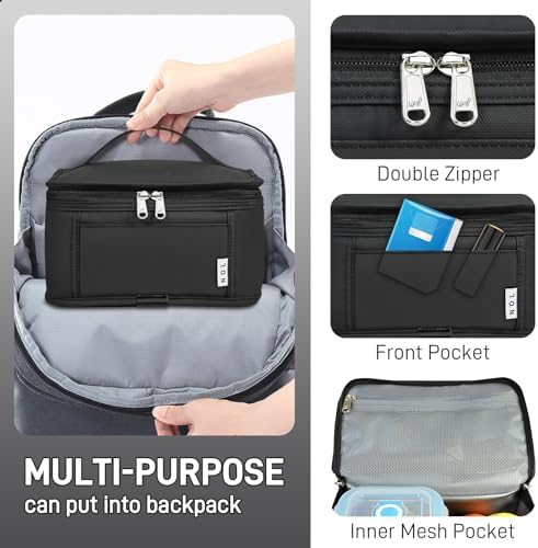 NOL Mini Insulated Lunch Bag for Women Men Kids | Small Leakproof Reusable Lunch Tote | Fits 6 Cans 330ml | Thermal Cooler for Work School Picnic Camping, Black, 5 Liters