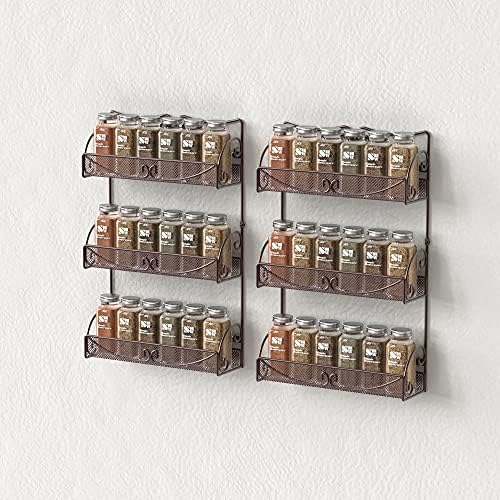 Deco Brothers 3 Tier Wall Mounted Hanging Spice Rack, Bronze, 2 Pack