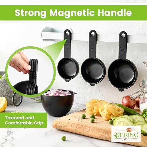 Spring Chef Black Magnetic Measuring Cups & Spoons - 9 pcs - Nesting Design