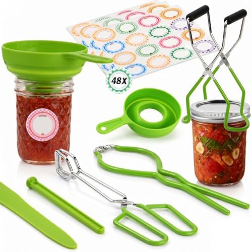 Cooking Utensils Canning Supplies Starter Kit - Beginner's Set with Canning Tools, Tongs, Jar Lifter, Funnel, Labels, Stainless Steel Water Bath Canning Pot Accessories, Pressure Canning Essentials
