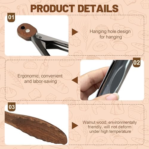 Wooden Cooking Tongs, 9 Inch Walnut Tips Heat Resistant Grilling